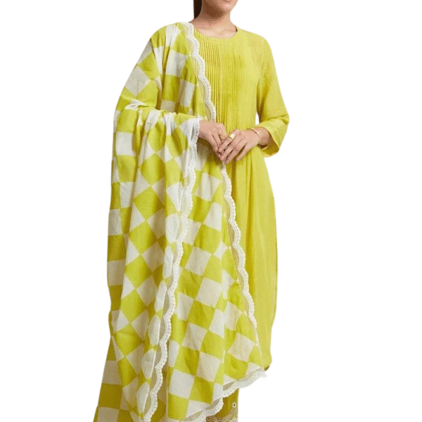 Women?s Traditional Cotton Kurta Palazzo Suit with Dupatta(XL)
